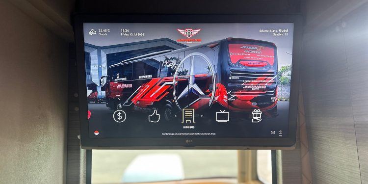Pertama di Indonesia, PO Juragan 99 Trans Kini Punya Fitur IPTV Di Dalam Bus