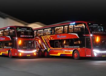 Dua Bus Double Decker PO Makmur Halmahera Meluncur dari Karoseri Adiputro