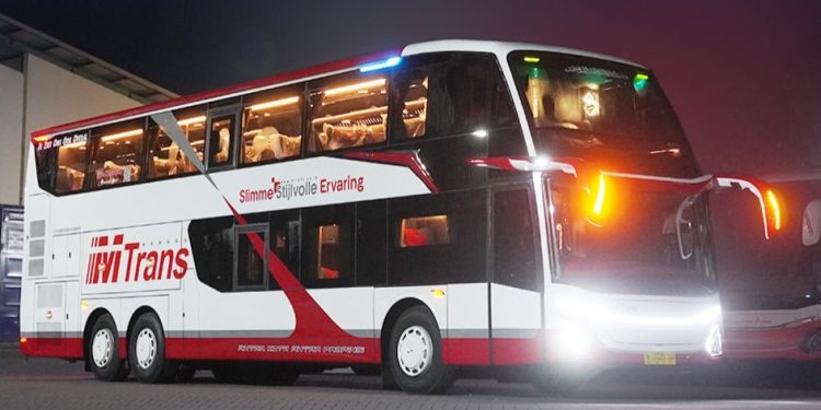 Bus Double Decker Baru PO MTrans Mengaspal Pakai Bodi Jetbus 5 SDD